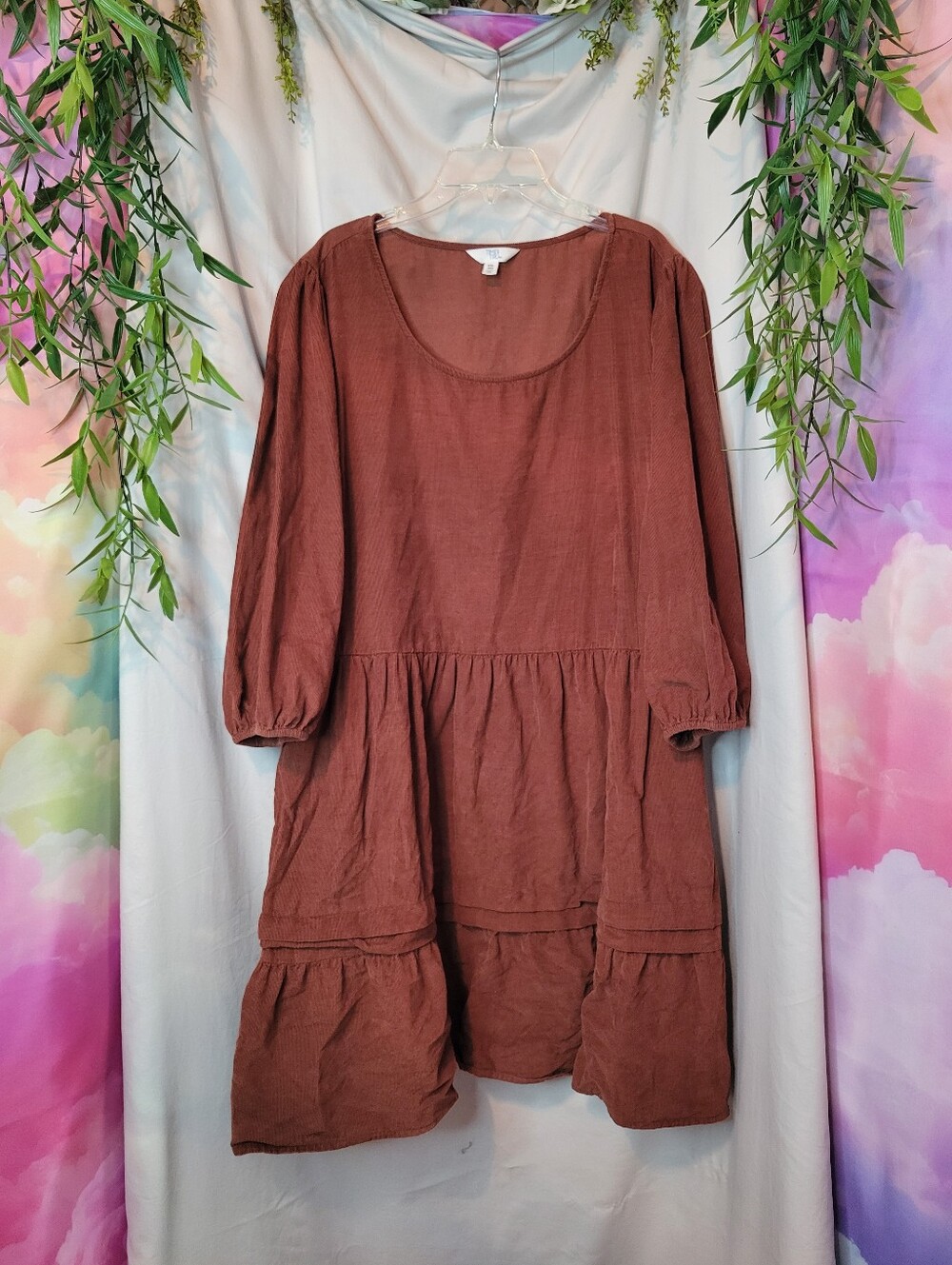 Adorable Doll Style Dress, Rust Brown Midi